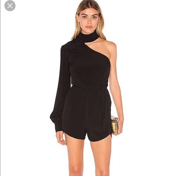 elliatt Pants - Elliatt one shoulder black romper playsuit